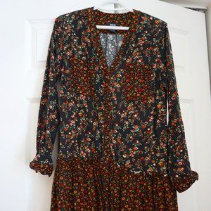 Anthropologie women dress, Size US 6, Black/red, Flower pattern